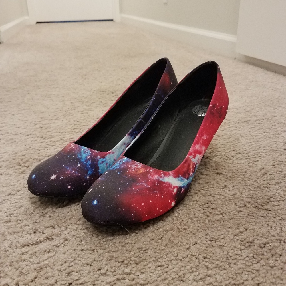 TUK Dollskill Galaxy Print Low Heel Shoes